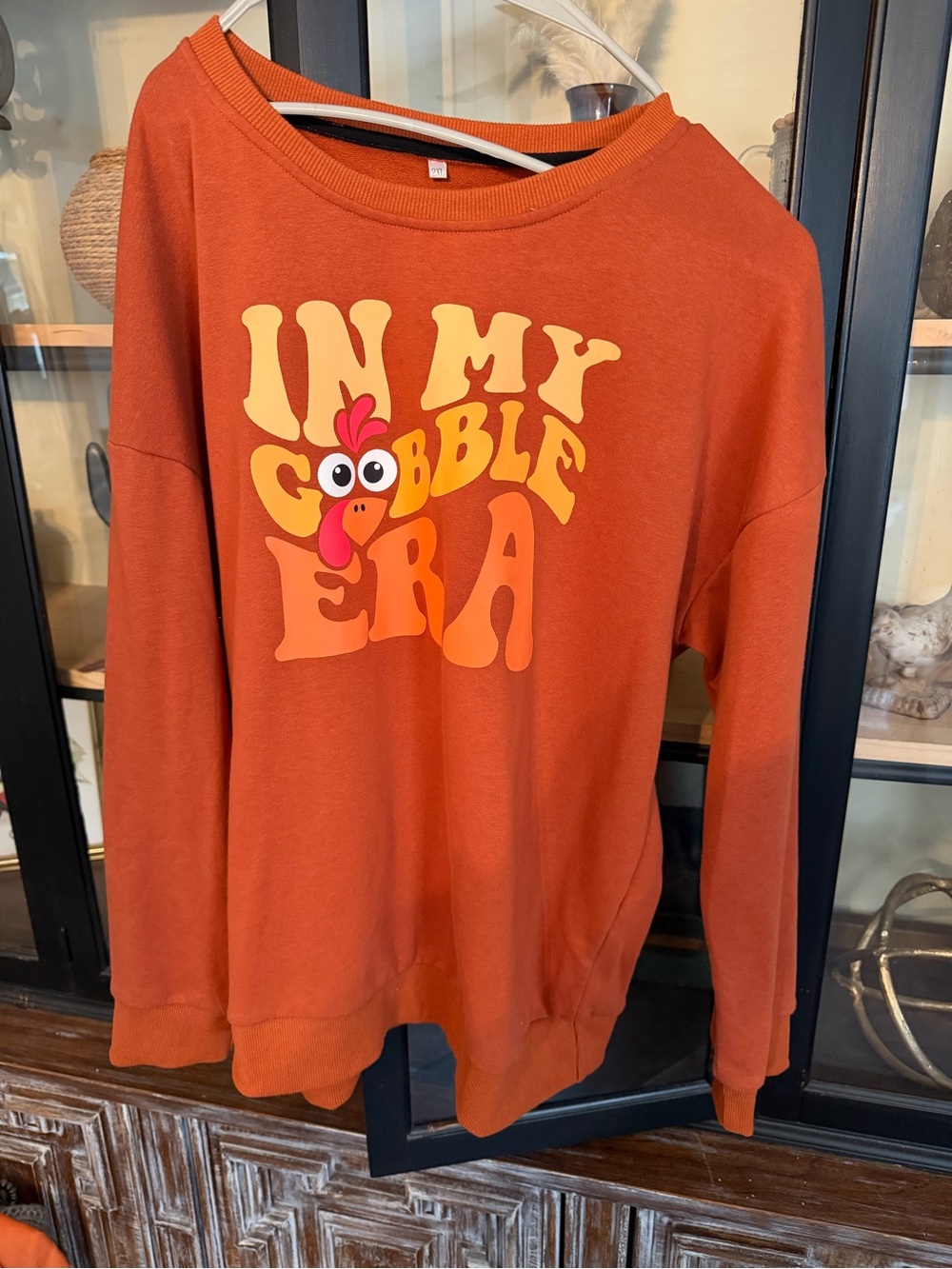 Women's Rust Orange 'In My Gobble Era' Scoop Neck Sweatshirt